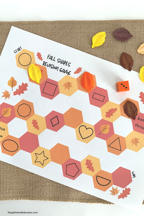 fall shape game printable | fall shapes game for preschoolers