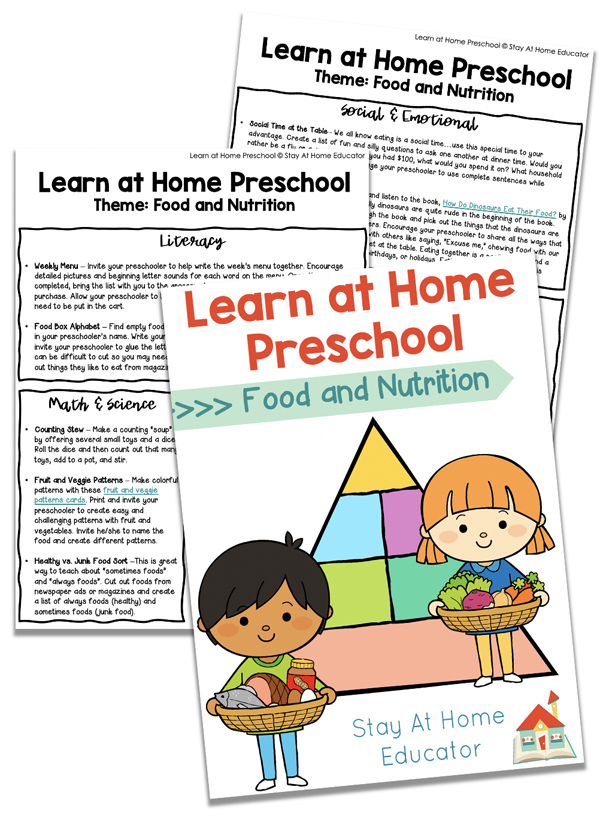 learn at home preschool food and nutrition theme