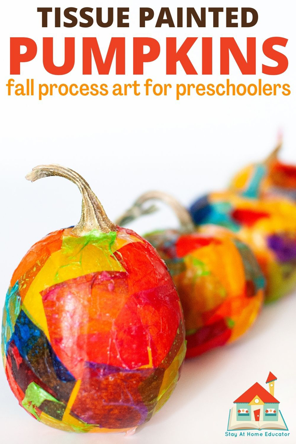 tissue painted mini pumpkin | fall process art  | pumpkin activity for preschoolers