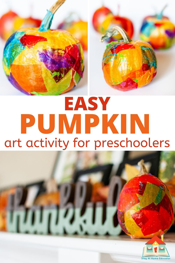 Try this pumpkin art activity for preschoolers - tissue painted pumpkins is the new way to decorate pumpkins