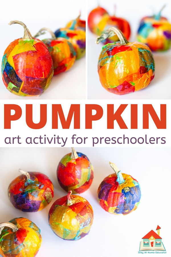 Try this pumpkin art activity for preschoolers - tissue painted pumpkins is the new way to decorate pumpkins