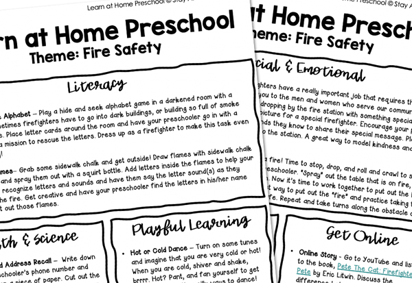 free fire safety preschool lesson plans for remote teaching