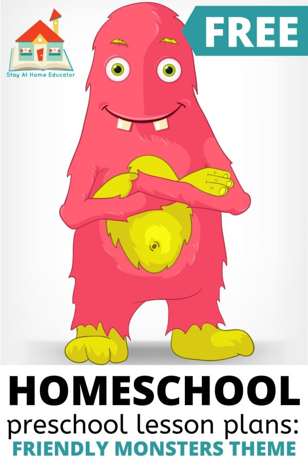 free homeschool preschool lesson plans for a friendly monsters theme