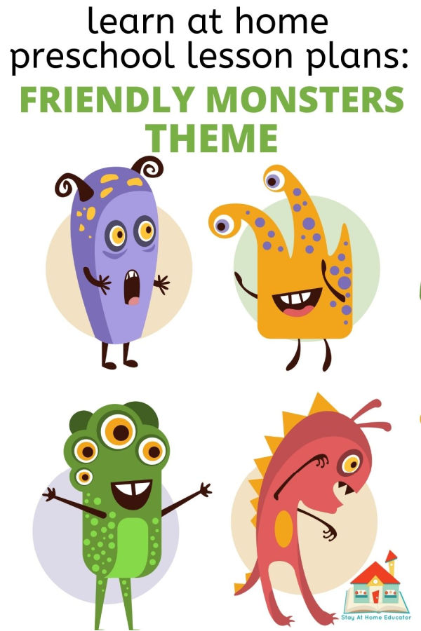 learn at home lesson plans for a friendly monsters theme