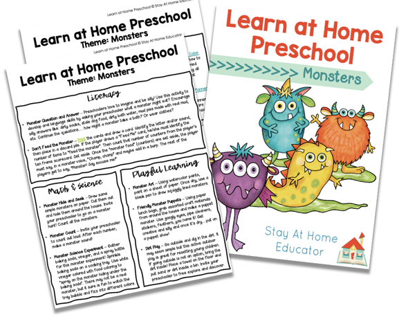 16+ Halloween activities for preschool | free lesson plans for preschool monster theme  | literacy, math and science, playful learning monster activities |