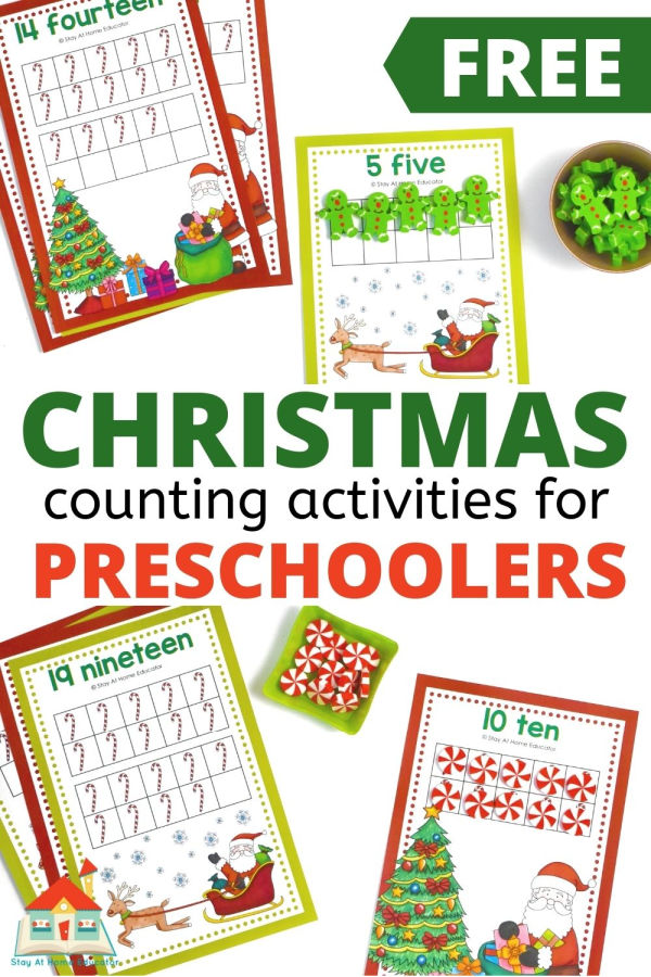 free christmas math activities for preschoolers | Christmas counting cards | ten frame counting practice for kindergarten | Santa counting activities | ten frame counting cards for teaching one to one correspondence in preschool Christmas theme