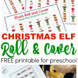 Christmas elf roll and cover free printable for preschool