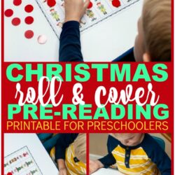 christmas roll and cover pre-reading printable for preschoolers