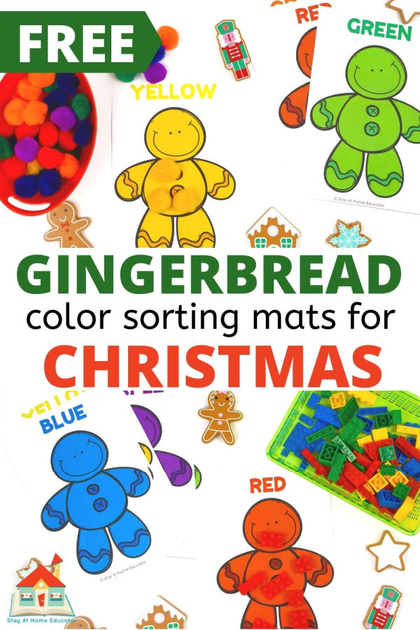 | color activities for preschoolers | gingerbread color sorting mats | Christmas color match