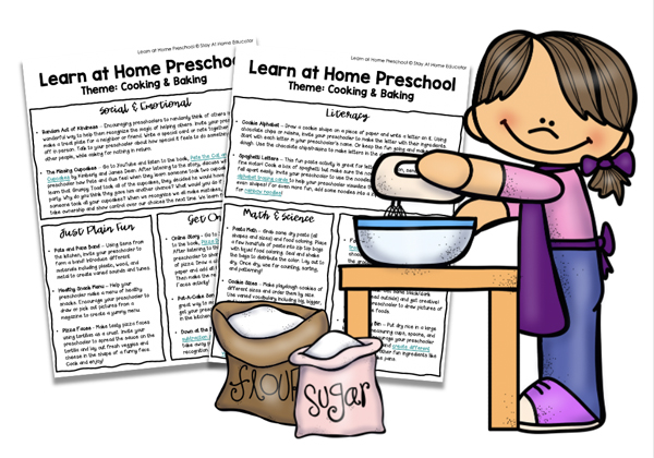 free homeschool preschool lesson plans for cooking and baking theme