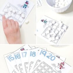 free snow themed counting cards
