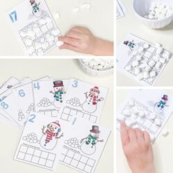 snowman ten frame counting cards