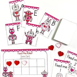 free valentine robots card game for preschoolers