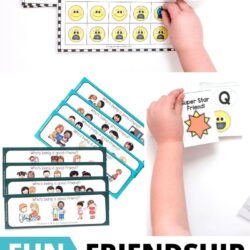 visual discrimination friend cards, addition happy face cards, and super star alphabet game images with text - Fun Friendship games & activities for preschoolers | fun friendship activities for preschoolers |