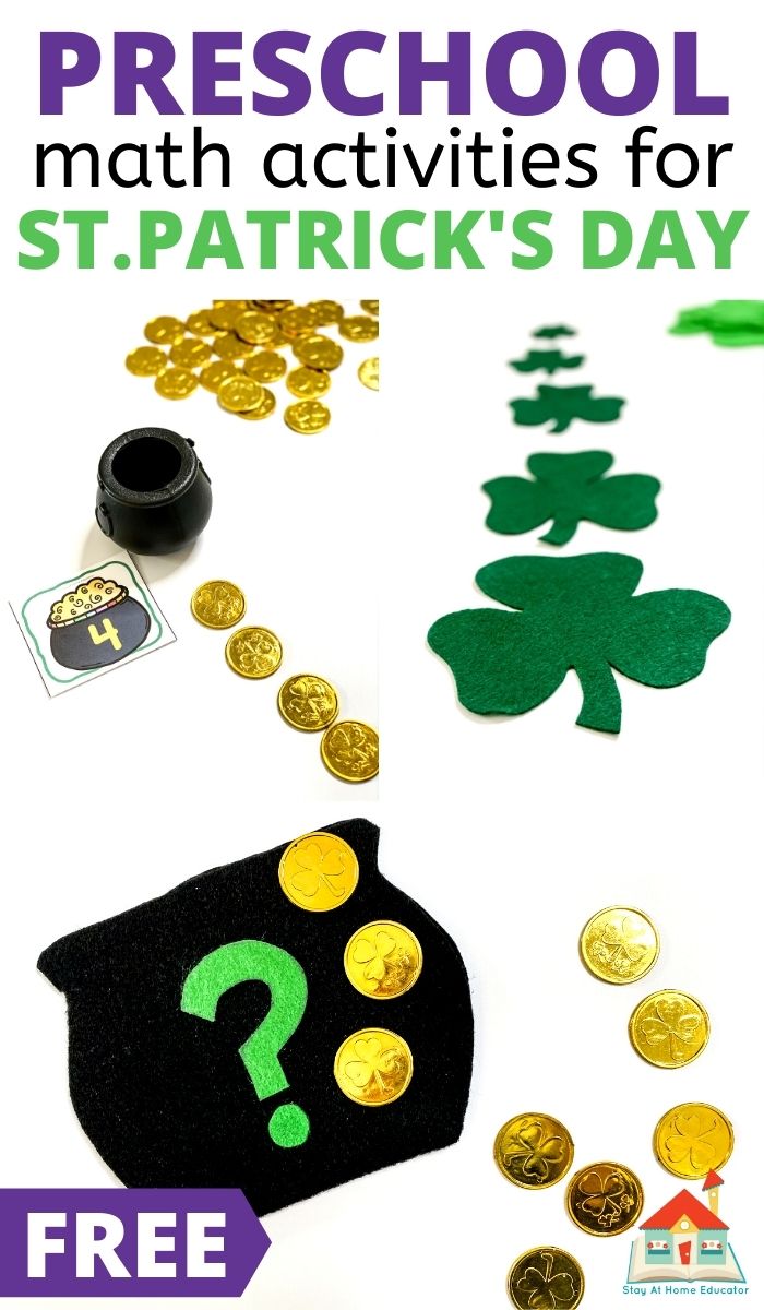 St. Patrick's Day math activities for preschoolers, counting and number identification, measurement activities, graphing activities for preschoolers
