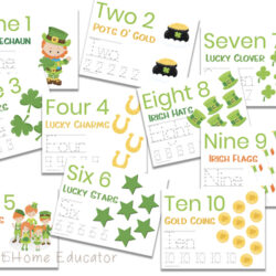 number tracing worksheets for numbers 1-10 | St. Patrick's day number activities for preschool |