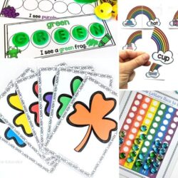 color shamrock sorting mats and rainbow graph mats and rainbow cvc words | printables for St. Patrick's Day |