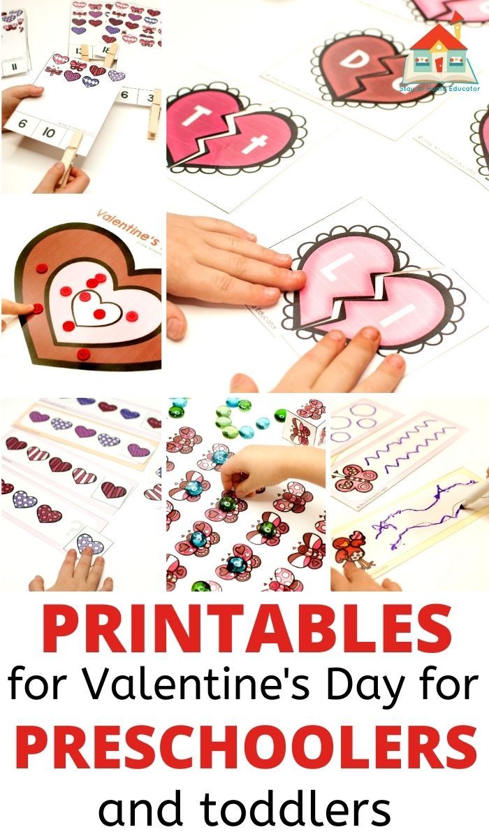 printables for Valentine's Day for preschoolers and toddlers