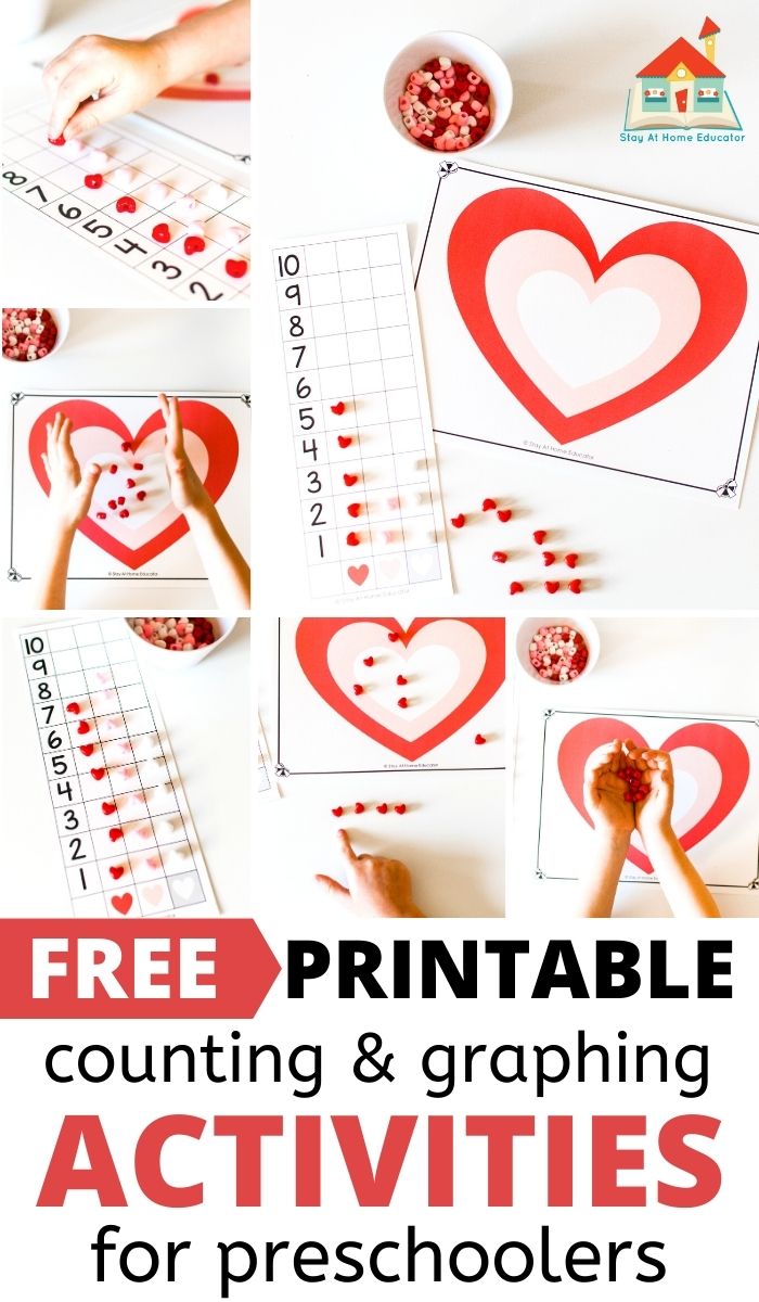 printable counting and graphing activities for preschoolers for friendship theme or Valentine's Day