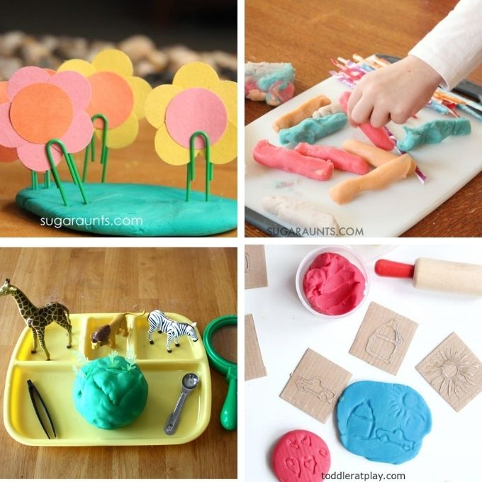 playdough activities for developing fine motor skills in preschool and toddlers, things to do with playdough,