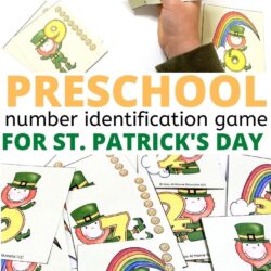 free preschool number identification game for st. patrick's day