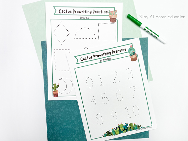 Free prewriting pack includes number, shape, and alphabet tracing worksheets