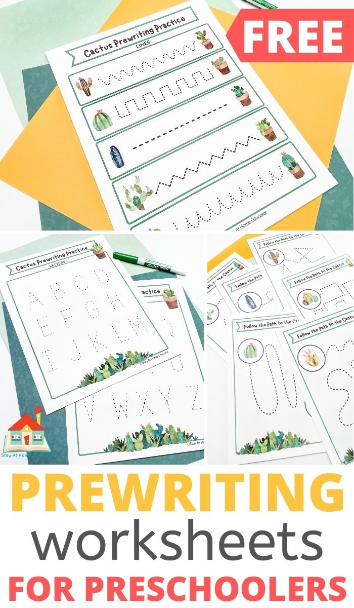 Free cactus line tracing worksheets