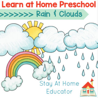rain clouds, rainbow, and sunshine with text free rain and clouds lesson plans for preschoolers | weather themed activities for preschool |