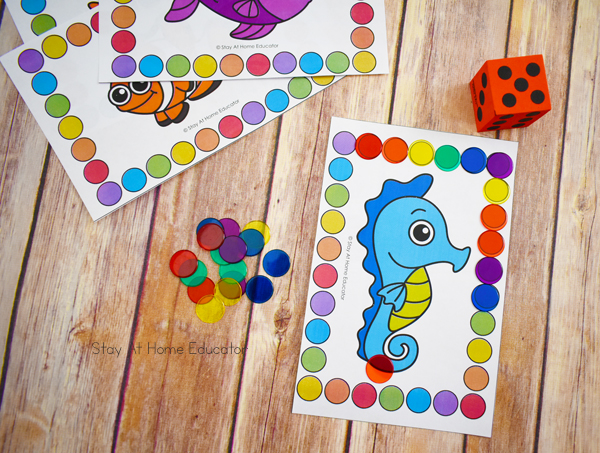 ocean math activities for preschoolers with colored counting manipulatives