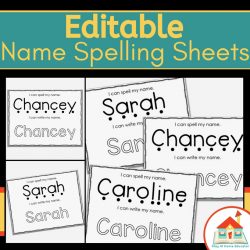 Editable Name Spelling Sheets
