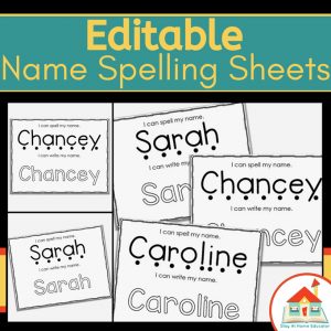 Editable Name Spelling Sheets