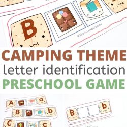 free camping theme letter identification preschool game