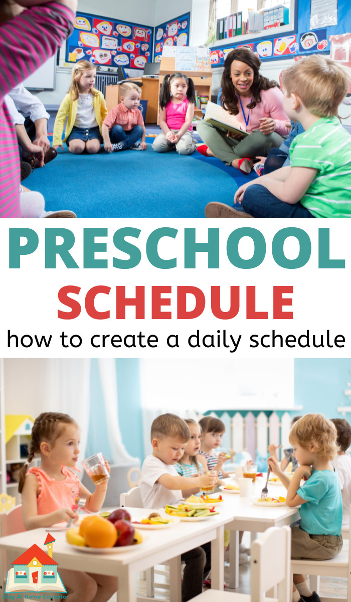 two scenes from a preschool classroom with the text preschool schedule how to create a daily schedule 