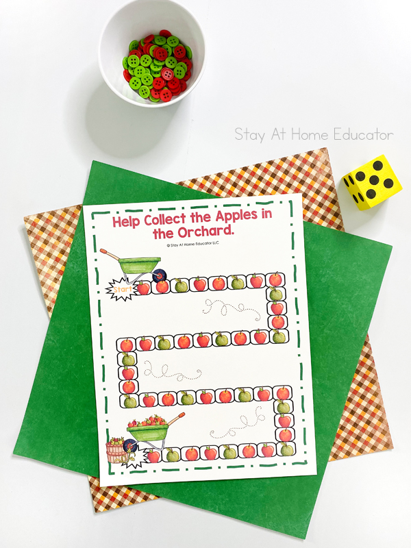 collecting apple board game | counting activities for preschoolers | apple counting board game | printable games about apples