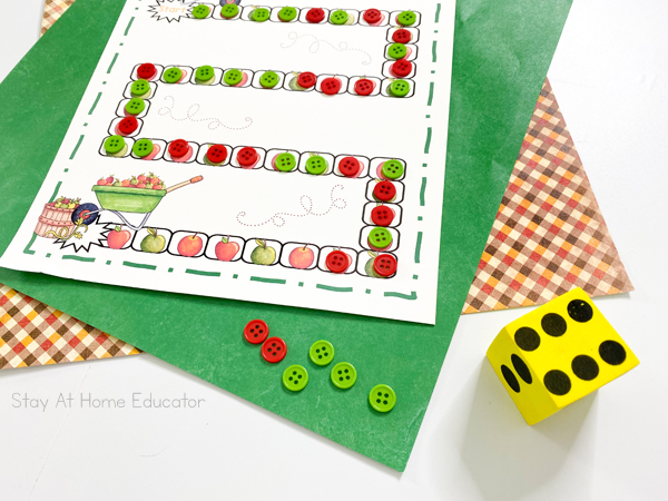 collecting apple board game | counting activities for preschoolers | apple counting board game | apple preschool theme