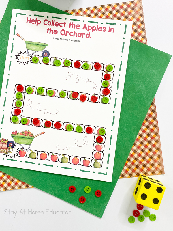 collecting apple board game | counting activities for preschoolers | apple counting board game | apple games printables