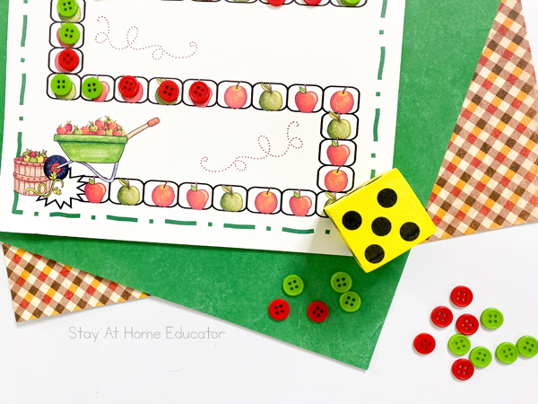 collecting apple board game | counting activities for preschoolers | apple counting board game