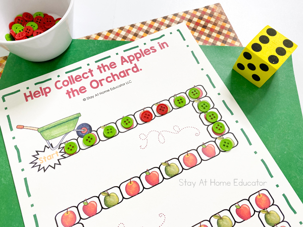 collecting apples game - apple counting activities for preschoolers