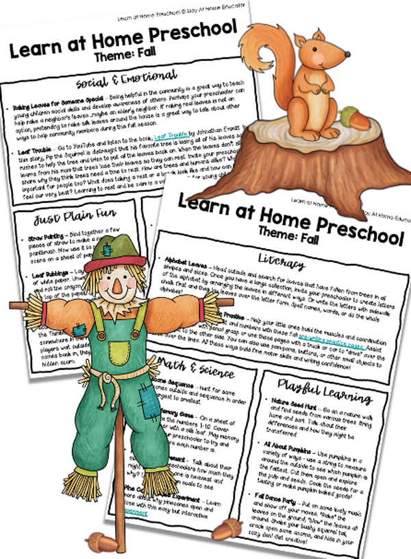 Fall themed lesson plans for preschoolers