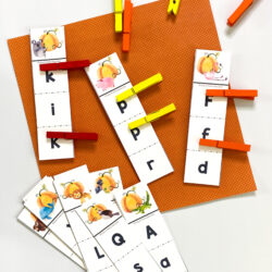 fall alphabet activity with beginning sound clip cards