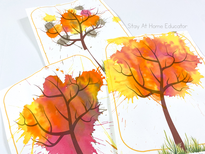 close up of fall tree craft for preschoolers