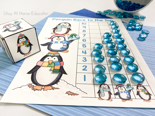 a completed penguin graph finishes the preschool penguin activities