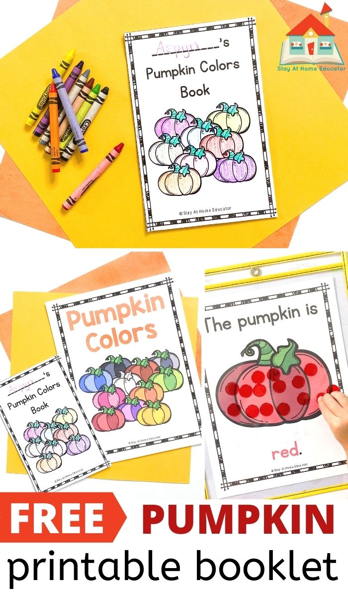 pumpkin color booklet | pumpkins to color | collage of different ways to use pumpkin printable in preschool | color matching, color recognition | fall activities