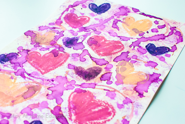 Valentine's Day Oil Pastel and Watercolor Process Art