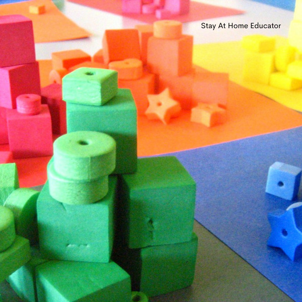 foam blocks that have been sorted by color