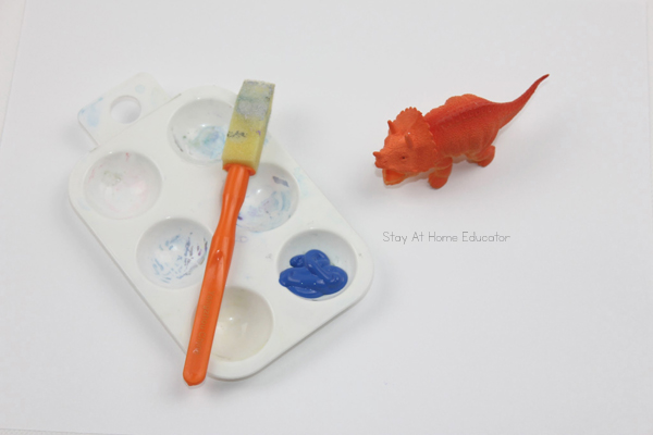 all the supplies you need for this dinosaur sensory activity for toddlers