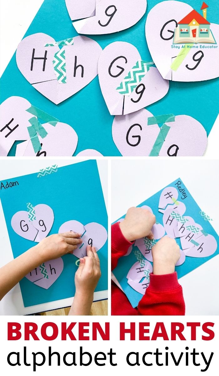 preschool alphabet matching activity for preschool valentines theme