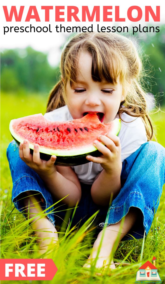 a child learning about watermelon through free preschool watermelon lesson plans