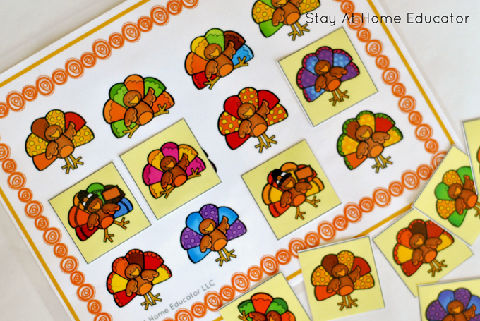 turkey visual discrimination games_printable turkey activities for preschoolers, turkey activities for Thanksgiving preschool themes