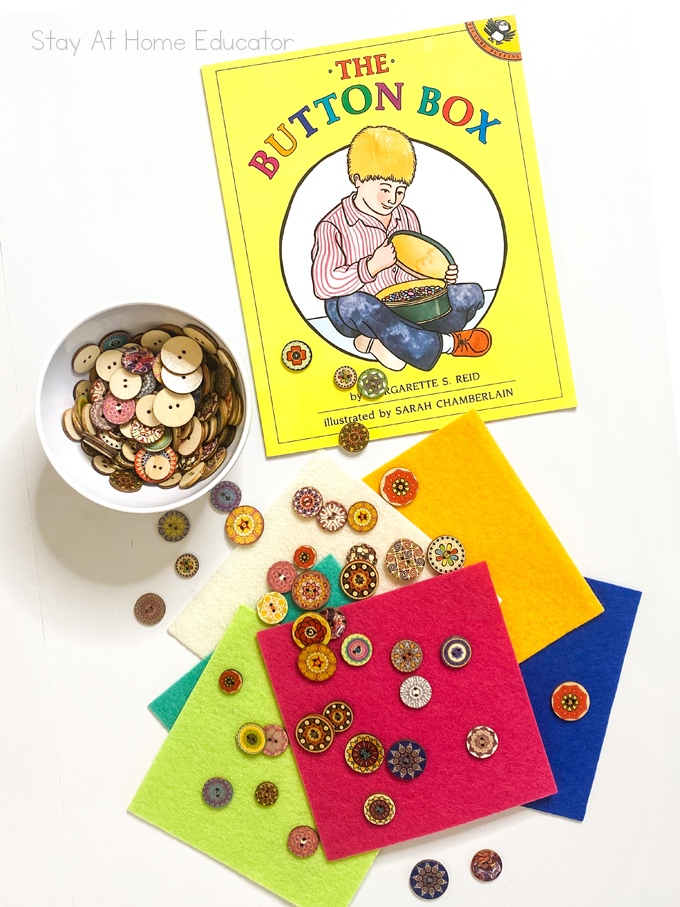 invitation to play ideas inspired by the Button Box picture book